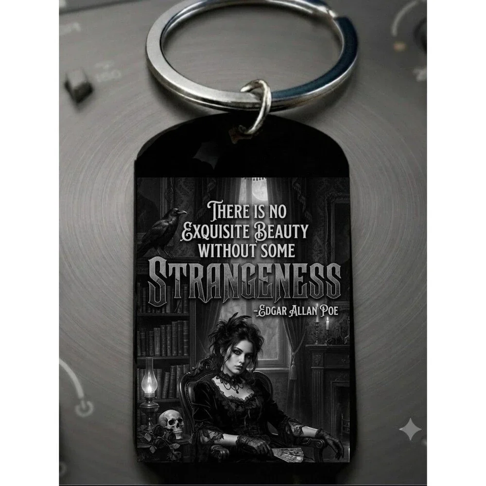 Famous Quote Dark Art Hot Stainless Steel Keychain Handmade Gothic Horror Artist